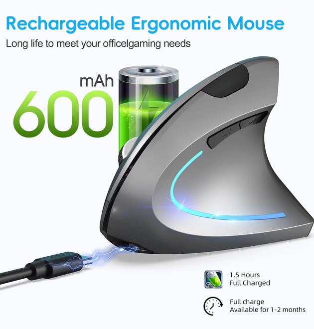 Vertical Ergonomic Gaming Mouse Wireless Rechargeable Gamer Mause Kit Optical 2.4G Mouse Computer PC Laptop Desktop USB Mice