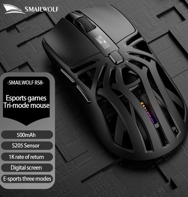 SMAILWOLF RS8 1000Hz Bluetooth mouse, 10000dpi, three-mode connection, lightweight macro gaming mouse notebook computer