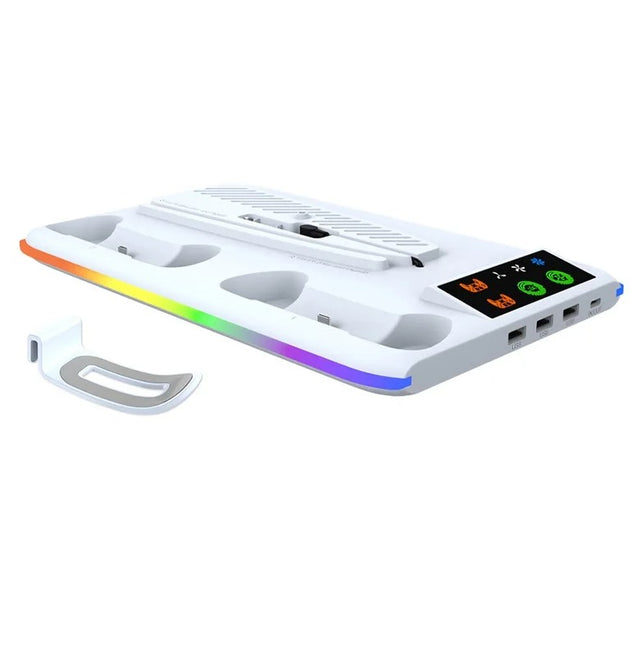 For PS5/Slim/Pro Cooling Stand with LED Controller Charging Station, 3-Gear Cooling Fan for PlayStation 5 Console Accessories