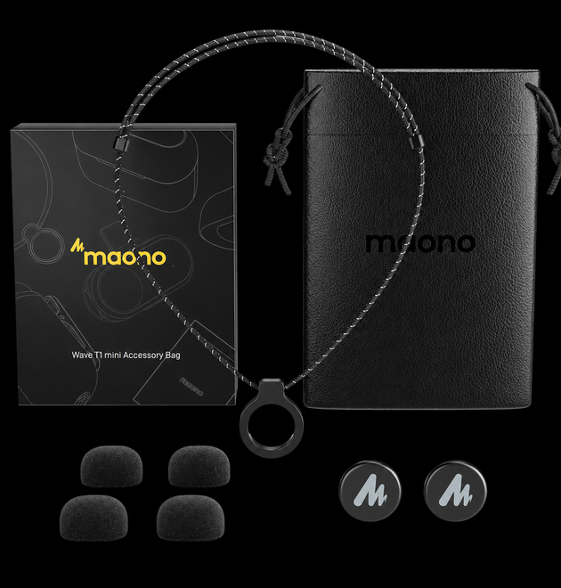 MAONO Wave T1 Mini Wireless Lavalier Microphone Mini Lapel Mic for iPhone Android PC AI Noise Cancellation for Video Recording