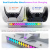 VILCORN Horizontal Cooling Stand for PS5 Slim/Pro — Dual Controller Charger, RGB Headset Holder & USB Hub Dock