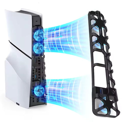 Cooling Fan for PS5 Slim Disc Edition/Digital Edition Game Console with RGB Lighting USB 3.0 Port for PlayStation 5 Accessories