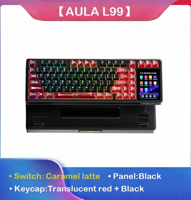 AULA L99 Intelligent Screen Mechanical Keyboard Bluetooth Wireless Tri-mode Night Gaming Laptop Keyboard 8000mAh Raindrop Switch