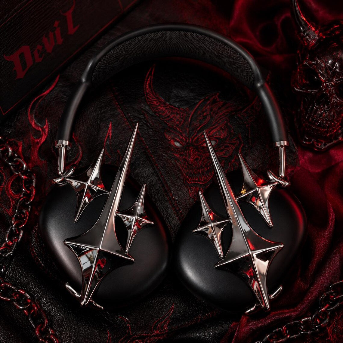 Y2K Spider Style Headphone Cover for Max Headphones, Gothic Metallic Headset Accessory, Cyber Punk Ear Cup Decoration, Trendy Audio Gear