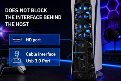 USB cooling fan for PS5 Slim console, Cooling fan installed under the PS5 Slim