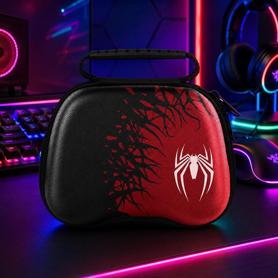 Spider-Themed Hard Shell Controller Travel Case Nova Loot
