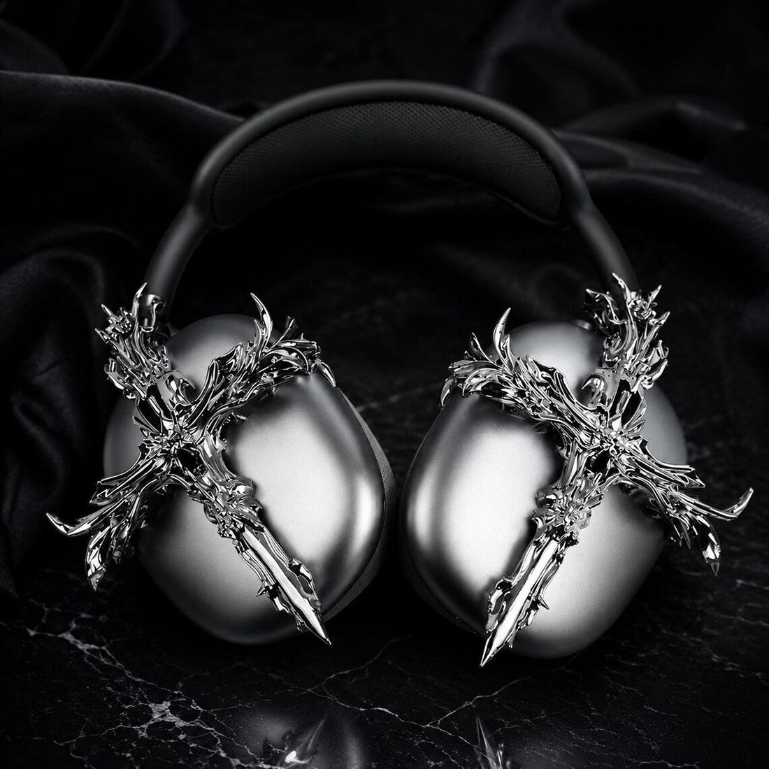 Y2K Spider Style Headphone Cover for Max Headphones, Gothic Metallic Headset Accessory, Cyber Punk Ear Cup Decoration, Trendy Audio Gear