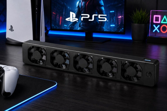 USB cooling fan for PS5 Slim console, Cooling fan installed under the PS5 Slim